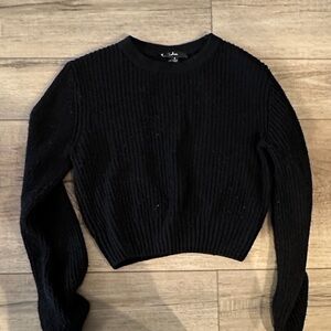 Black Ribbed Knit open back Sweater